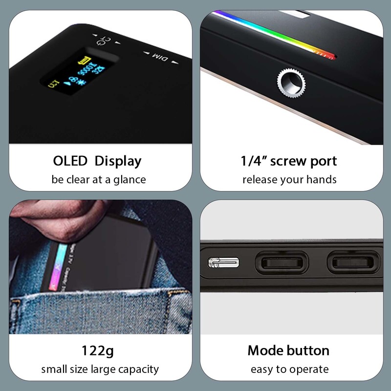 RGB LED-videovalgusfotograafia täitke kaamera valgustuspaneel CRI95+ 2500-9000K LCD-ekraan külmakinga Vlogi reaalajas voogesituse DSLR jaoks