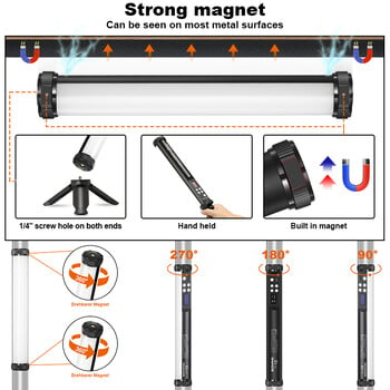 Soonpho P13 RGB Led Video Light Stick With Tripod 2500K-8500K CRI 95+ Photography Studio Handheld Tube Light for Photo Studio