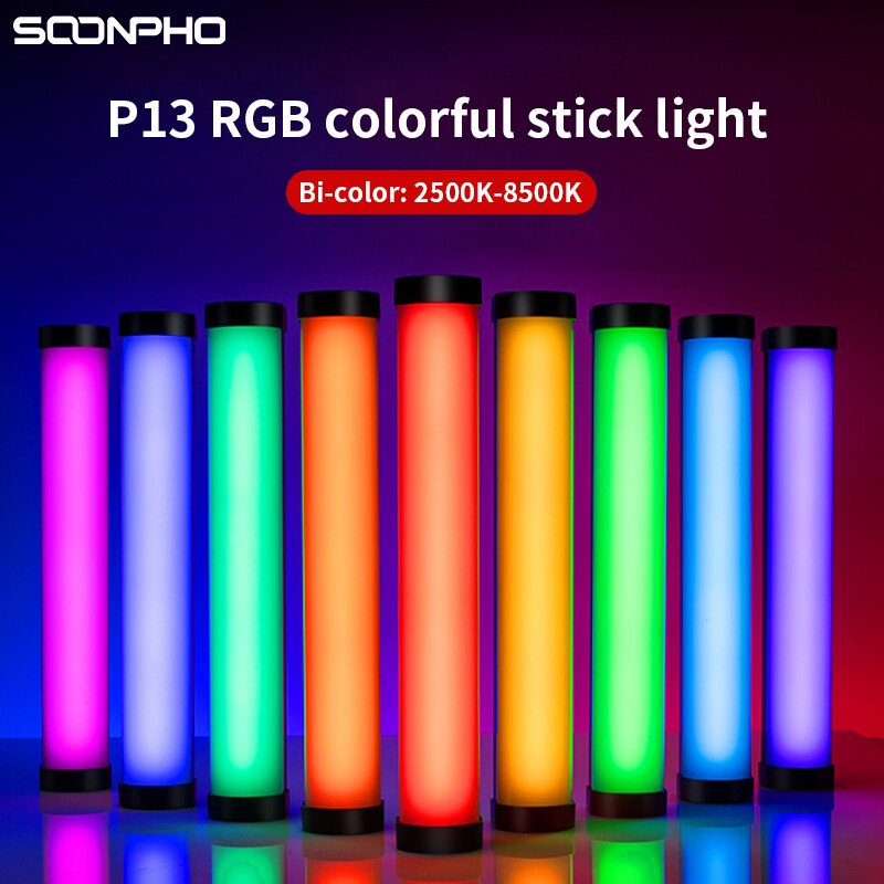 Soonpho P13 RGB LED-videovalgusti statiiviga 2500K-8500K CRI 95+ fotograafiastuudio käeshoitav toruvalgusti fotostuudio jaoks