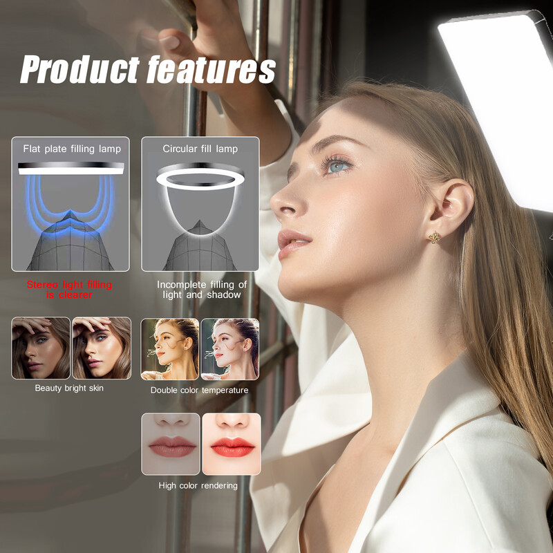 LED-videovalgustid konverentsifotograafia valgustus selfie-valgus fotostuudio lamp koos statiiviga reaalajas voogesitamiseks TikTok Zoom