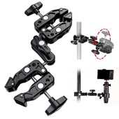 Nova dvostruka metalna super stezaljka, Magic Arm Clip, 360° super stezaljka s dvostrukom glavom za LED svjetlo za kišobran monitor