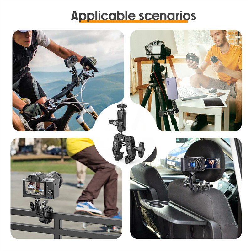 Nova dvostruka metalna super stezaljka, Magic Arm Clip, 360° super stezaljka s dvostrukom glavom za LED svjetlo za kišobran monitor