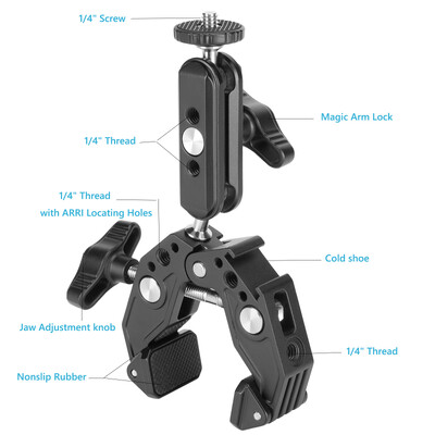 Višenamjenski dvostruki Super Clip držač Artikulirajuća Magic Arm Clamp 360 Super stezaljka s dvije glave za LED svjetlo za kišobran