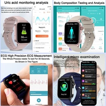 2024 Νέο ECG+PPG μη επεμβατικό ουρικό οξύ Smartwatch γλυκόζης αίματος για άνδρες Bluetooth Κλήση καρδιακού ρυθμού Έξυπνο ρολόι αρτηριακής πίεσης Γυναικεία