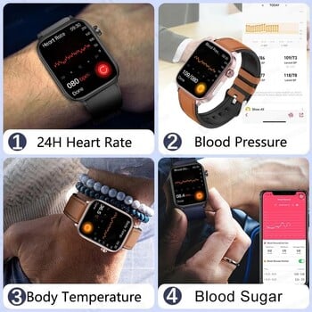 2024 Νέο ECG+PPG μη επεμβατικό ουρικό οξύ Smartwatch γλυκόζης αίματος για άνδρες Bluetooth Κλήση καρδιακού ρυθμού Έξυπνο ρολόι αρτηριακής πίεσης Γυναικεία