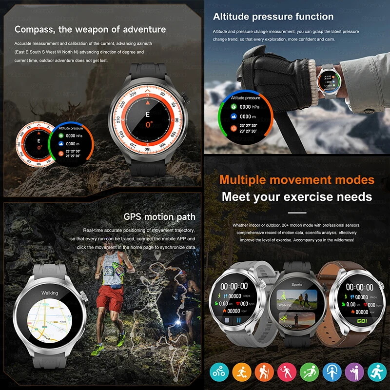 2024 Νέο για HUAWEI Sports Αδιάβροχο Έξυπνο Βραχιόλι Ανδρικό Ρολόι 1,85 ιντσών AMOLED Οθόνη GPS NFC Πυξίδα Bluetooth Κλήση Smartwatch