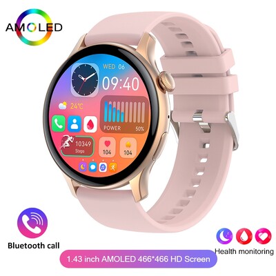 2024 m. tikras AMOLED Smart Watch Ladies ekranas, visada rodomas laikas 466*466 HD sveikatos stebėjimo priemonė balso skambučių išmanusis laikrodis moterims, skirtas Xiaomi
