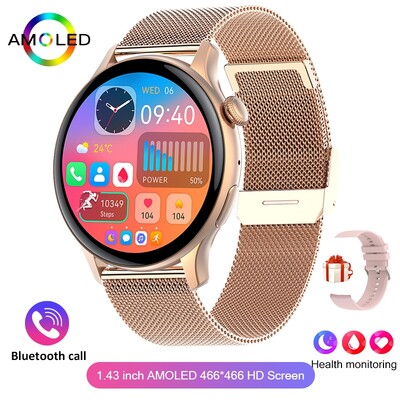 2024 m. tikras AMOLED Smart Watch Ladies ekranas, visada rodomas laikas 466*466 HD sveikatos stebėjimo priemonė balso skambučių išmanusis laikrodis moterims, skirtas Xiaomi