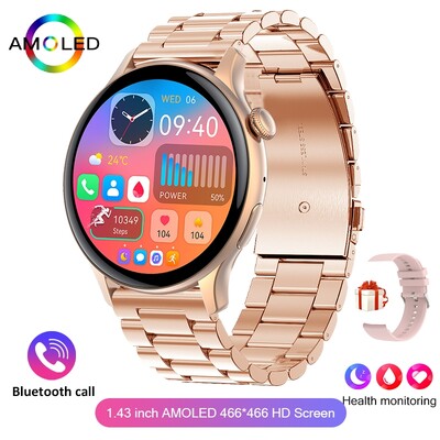 2024 m. tikras AMOLED Smart Watch Ladies ekranas, visada rodomas laikas 466*466 HD sveikatos stebėjimo priemonė balso skambučių išmanusis laikrodis moterims, skirtas Xiaomi