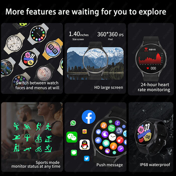 Νέο ίχνος GPS 2024 για Samsung Galaxy Watch 6 Smart Watch Men Amoled Always Display Temperature Body Clock BT Talk Smart Watch