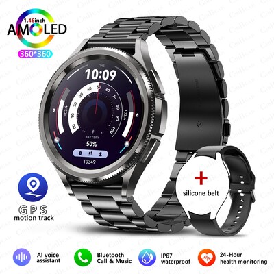 Για Samsung Galaxy Watch6 Classic Smartwatch Men GPS Sports Health Heart Rate Αδιάβροχο Bluetooth Call Smart Watch 2024 Νέο