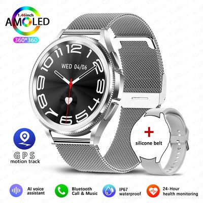 Για Samsung Galaxy Watch6 Classic Smartwatch Men GPS Sports Health Heart Rate Αδιάβροχο Bluetooth Call Smart Watch 2024 Νέο