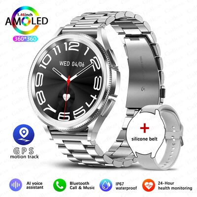 Για Samsung Galaxy Watch6 Classic Smartwatch Men GPS Sports Health Heart Rate Αδιάβροχο Bluetooth Call Smart Watch 2024 Νέο