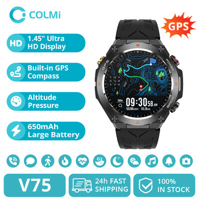 2024 COLMI V75 GPS Smart Watch 1,45" Ultra HD kijelző Beépített GPS és iránytű Telefonhívások kezdeményezése/fogadása Okosóra 650 mAh akkumulátor