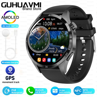 GT4 PRO Pametni sat Muški sat 4 Pro AMOLED HD zaslon Bluetooth Poziv GPS Putanja NFC Otkucaji srca BloodSugar SmartWatch 2024 Novo