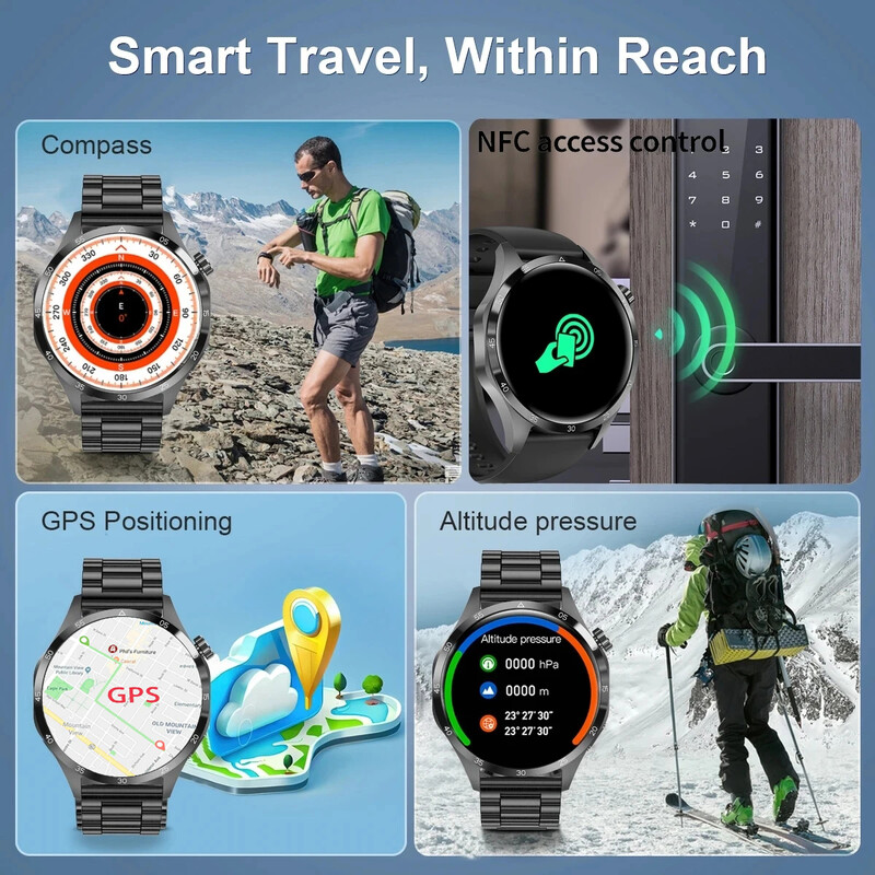 GT4 PRO Pametni sat Muški sat 4 Pro AMOLED HD zaslon Bluetooth Poziv GPS Putanja NFC Otkucaji srca BloodSugar SmartWatch 2024 Novo