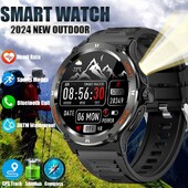 2024 Νέο Στρατιωτικό Smartwatch Ανδρικό ρολόι 3ATM Bluetooth Call Outdoor Sports Fitness Track 500Mah Light LED Smartwatch για Huawei Xiaomi