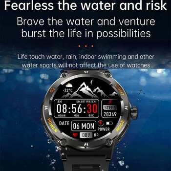 2024 Νέο Στρατιωτικό Smartwatch Ανδρικό ρολόι 3ATM Bluetooth Call Outdoor Sports Fitness Track 500Mah Light LED Smartwatch για Huawei Xiaomi