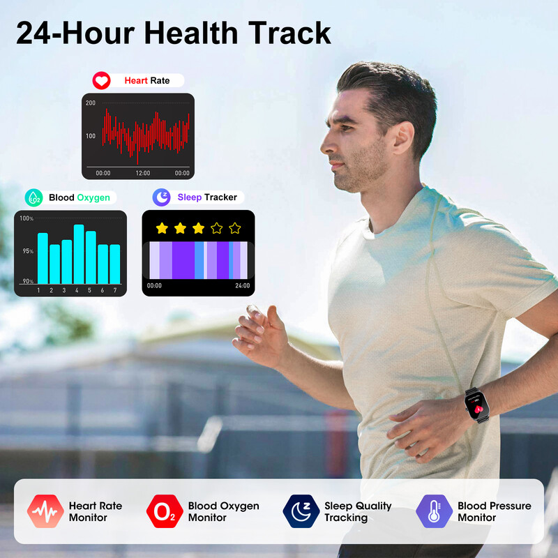 Karchilor 2024 pametni satovi za muškarce 2,01-inčni zakrivljeni zaslon Bluetooth poziv IP68 vodootporan pametni sat za sport i fitnes