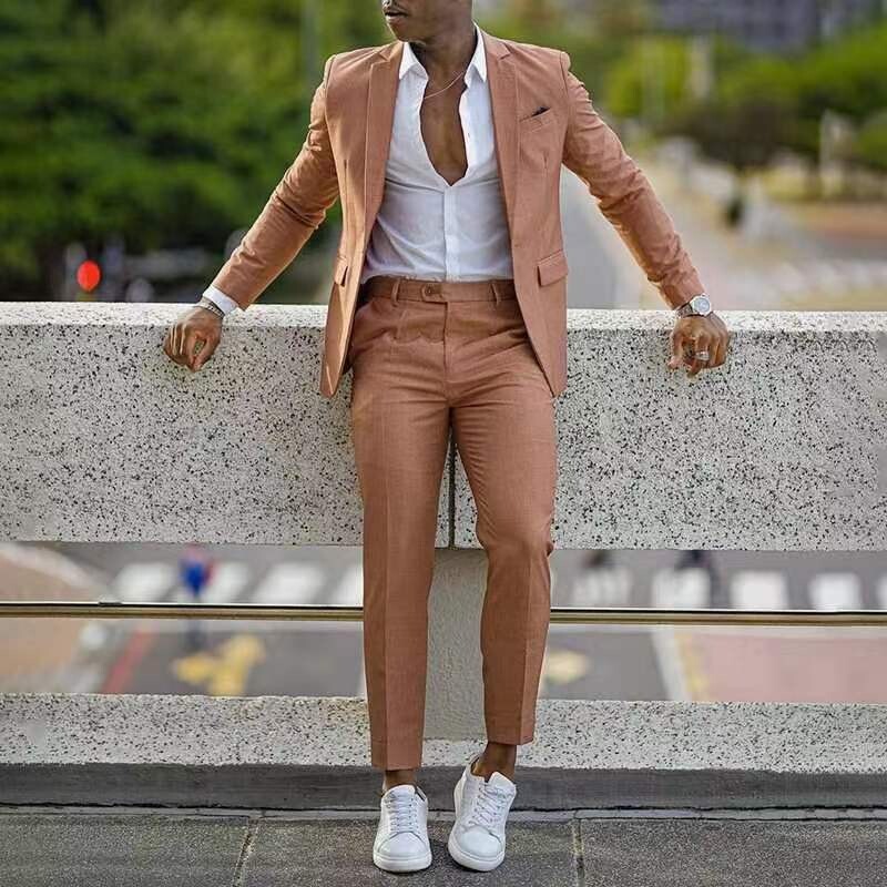 Proljeće i ljeto 2023, novi stil, jednobojno ležerno odijelo u britanskom stilu, muško moderno novo odijelo s hlačama za muškarce
