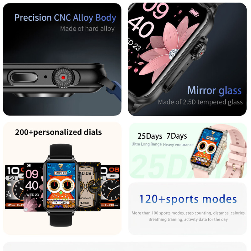 2024. Novi modni ženski pametni sat 1,57 inča 100+ sportski sat za otkucaje srca i glasovno pozivanje Vodootporni pametni sat za Huawei Xiaomi