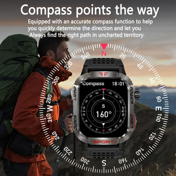 2024 Νέο για Xiaomi GPS Track Smartwatch Men Bluetooth Call 600Mah Μπαταρία πυξίδα LED Φωτισμός υπαίθριου Στρατιωτικού ανδρικού Smartwatch