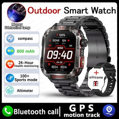 2024 Νέο για Xiaomi GPS Track Smartwatch Men Bluetooth Call 600Mah Μπαταρία πυξίδα LED Φωτισμός υπαίθριου Στρατιωτικού ανδρικού Smartwatch