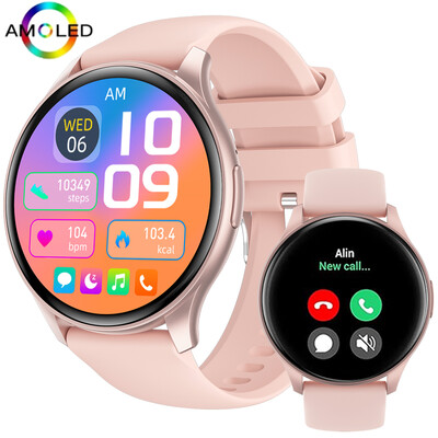 2024 True AMOLED Smart Watch Ladies Screen Always Show Time 466*466 HD Health Tracker Voice Calling Smartwatch Women For Xiaomi