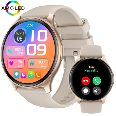 2024 True AMOLED Smart Watch Ladies Screen Always Show Time 466*466 HD Health Tracker Voice Calling Smartwatch Women For Xiaomi