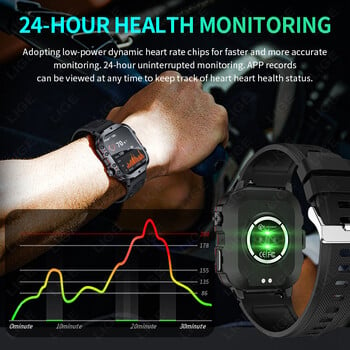 LIGE 2024 Outdoor Military Mens Smartwatch Bluetooth Call Sport Αδιάβροχα Έξυπνα Ρολόγια IP68 για Android IOS