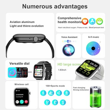 2024 HD Bluetooth Call Ανδρικό Smartwatch 100+ Sport modes Αδιάβροχο καρδιακό παλμό Blood Oxygen Sports Tracking Γυναικείο smartwatch