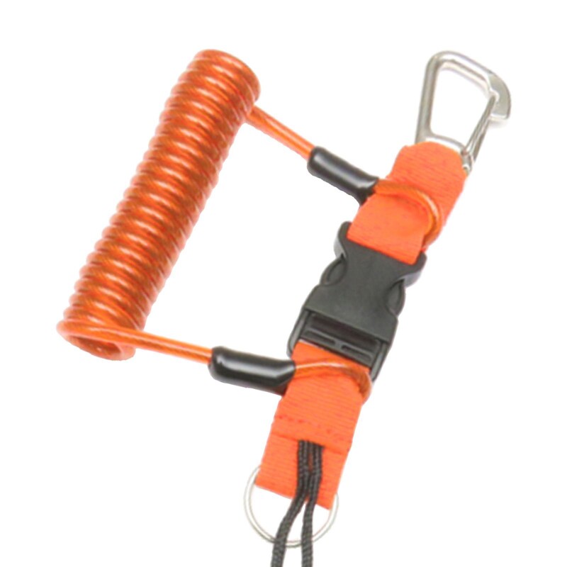 Навито въже за безопасно гмуркане с катарама за бързо освобождаване, червено