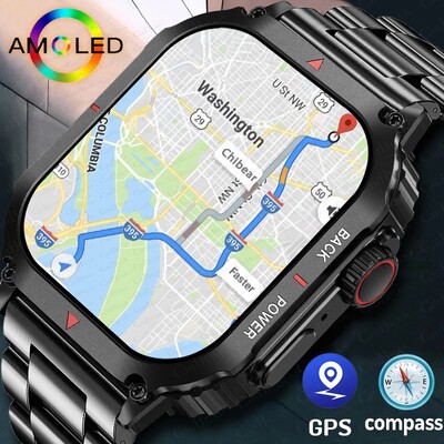 2024 új GPS sport okosóra férfi AMOLED HD képernyő IP68 vízálló NFC Bluetooth Call kültéri katonai okosóra Androidra