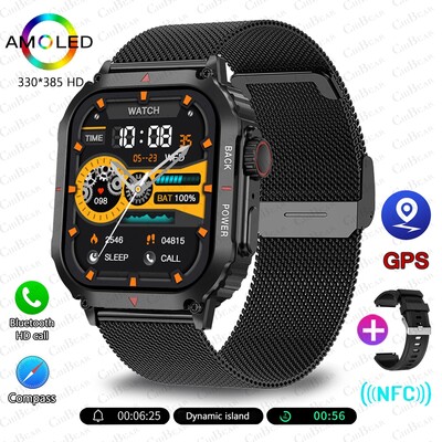 2024 Novi GPS sportski pametni sat Muški AMOLED HD zaslon IP68 Vodootporan NFC Bluetooth Call Outdoor Vojni SmartWatch za Android