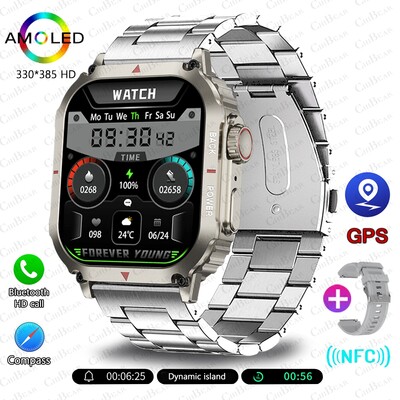 2024 Novi GPS sportski pametni sat Muški AMOLED HD zaslon IP68 Vodootporan NFC Bluetooth Call Outdoor Vojni SmartWatch za Android