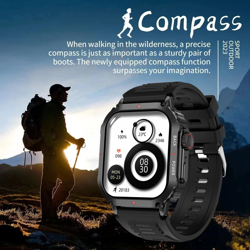 2024 Novi GPS sportski pametni sat Muški AMOLED HD zaslon IP68 Vodootporan NFC Bluetooth Call Outdoor Vojni SmartWatch za Android