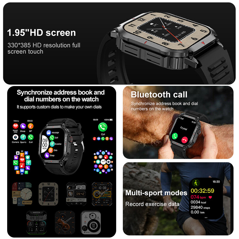 2024 Novi GPS sportski pametni sat Muški AMOLED HD zaslon IP68 Vodootporan NFC Bluetooth Call Outdoor Vojni SmartWatch za Android