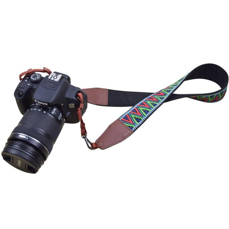 Curea pentru aparatul foto vintage țesut roșu pentru toate camerele DSLR Curea universală elegantă pentru gât și umăr, curea cu model floral