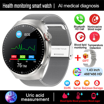 2024. aasta uus meditsiiniline nutikell meeste EKG+PPG vere lipiidide veresuhkur kusihappe HRV tester AMOLED HD BT kõne naiste nutikell