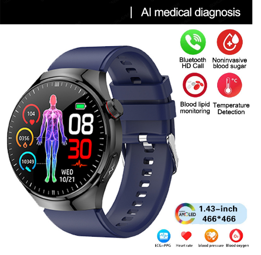 2024. aasta uus meditsiiniline nutikell meeste EKG+PPG vere lipiidide veresuhkur kusihappe HRV tester AMOLED HD BT kõne naiste nutikell