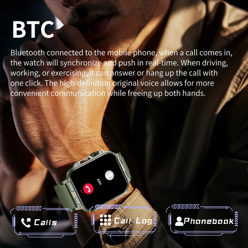 2024. Vanjski vojni pametni sat Muški zdravstveni monitor AI Bluetooth poziv Fitnes Sport Vodootporni pametni sat za žene Android IOS