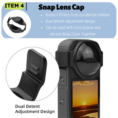 Insta360 X3 Аксесоари Силиконов защитен калъф Закалено стъкло Протектор на екрана Капачка на обектива Предпазители за обектива Метална рамка Калъф за носене