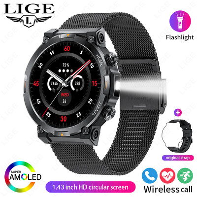 Смарт часовник LIGE 1.43'' AMOLED Спортен фитнес тракер Водоустойчив SmartWatch Bluetooth мъжки дамски часовници 2024 за Xiaomi Huawei