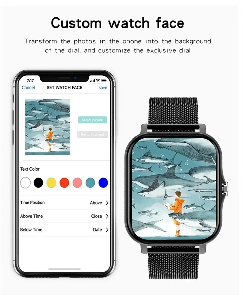 Ceas inteligent 2024 pentru bărbați, femei, cadou, cu ecran tactil complet, sport reloj hombre, ceasuri de fitness, BT Call, ceas digital, ceas de mână