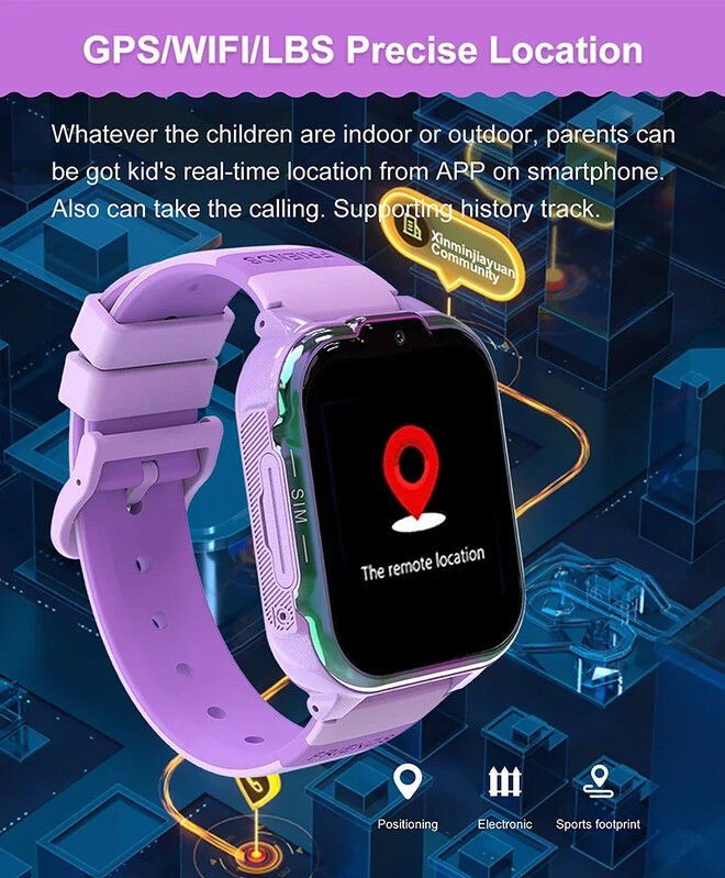 2024. Novi SIM 4G dječji pametni sat GPS Povijest lokacije Zaslon HD video poziv Kamera SOS Vodootporni LBS Tracker Dječji pametni sat