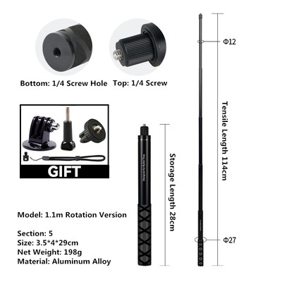 Invisible Extended Edition Selfie Stick Scalable Monopod za Insta 360 X2 X3 X4 Dodaci za GoPro 12 11 10 9 8 Stick Stativ