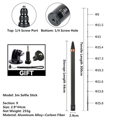 Invisible Extended Edition Selfie Stick Scalable Monopod za Insta 360 X2 X3 X4 Dodaci za GoPro 12 11 10 9 8 Stick Stativ