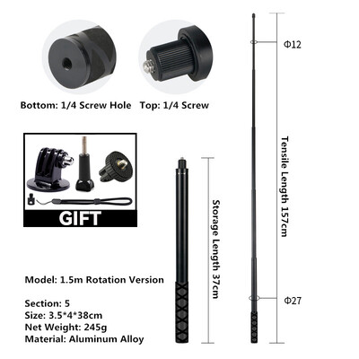 Invisible Extended Edition Selfie Stick Scalable Monopod za Insta 360 X2 X3 X4 Dodaci za GoPro 12 11 10 9 8 Stick Stativ