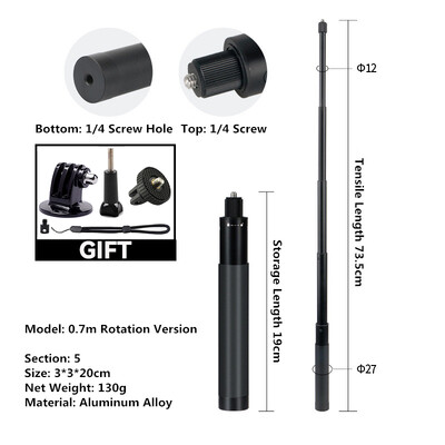 Invisible Extended Edition Selfie Stick Scalable Monopod za Insta 360 X2 X3 X4 Dodaci za GoPro 12 11 10 9 8 Stick Stativ