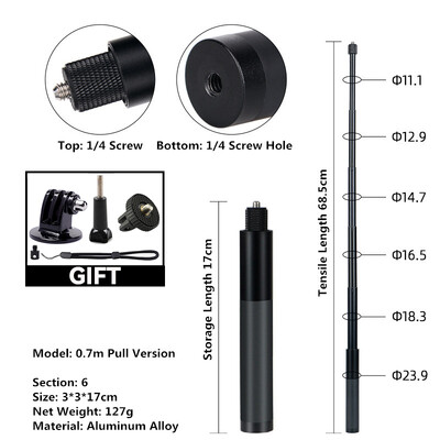 Invisible Extended Edition Selfie Stick Scalable Monopod za Insta 360 X2 X3 X4 Dodaci za GoPro 12 11 10 9 8 Stick Stativ